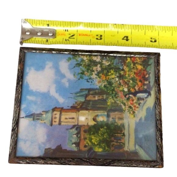Vintage Miniature Framed Print Andre Franchet Paris Street Scene - Picture 4 of 5